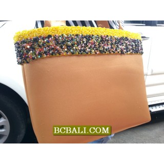 Ladies Cotton Handbags with Beads Belts